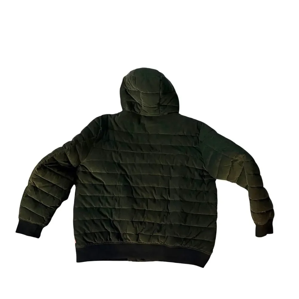 Levi’s Men’s Quilted Hooded Jacket olive Green Zip Front XXL